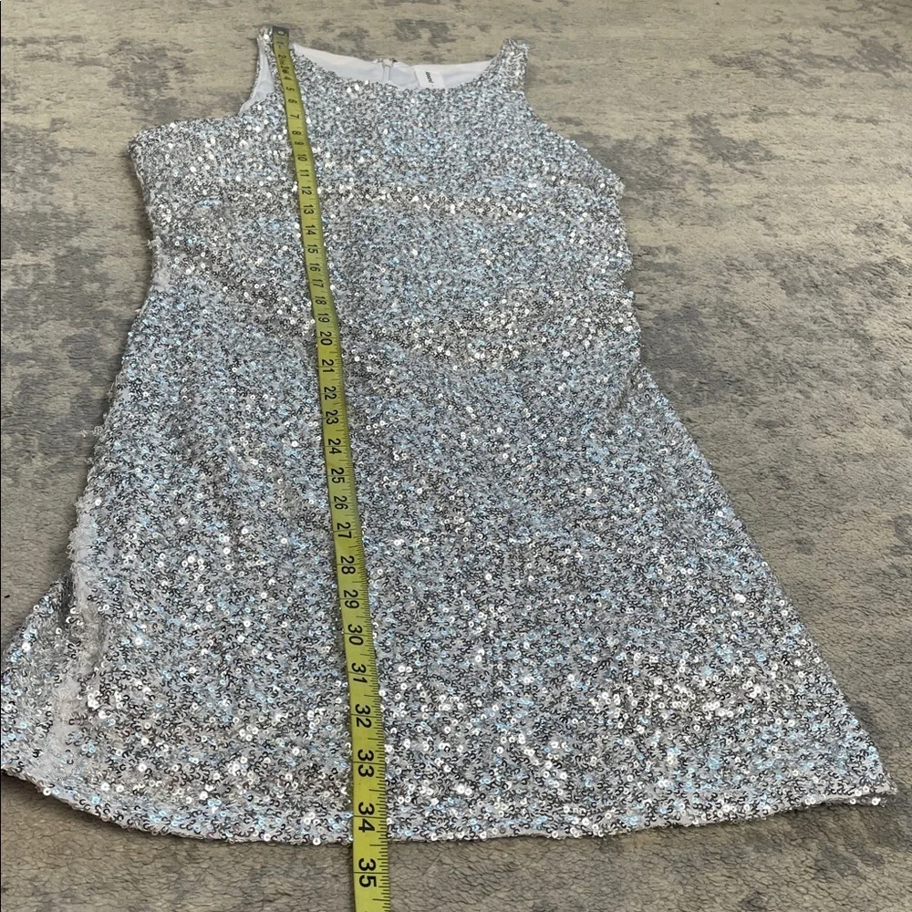 Abound Silver Sequin Stretch Bodycon Dress Sleeveless Sparkle Sz L - Picture 9 of 13